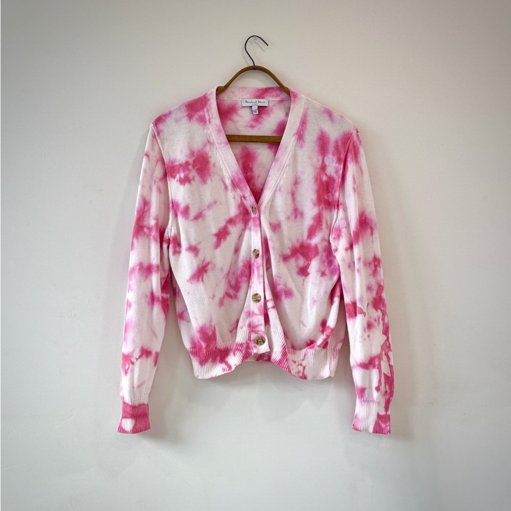 Michael Stars Pink Tie-Dye Button Down Sweater Cardigan - Picture 2 of 10